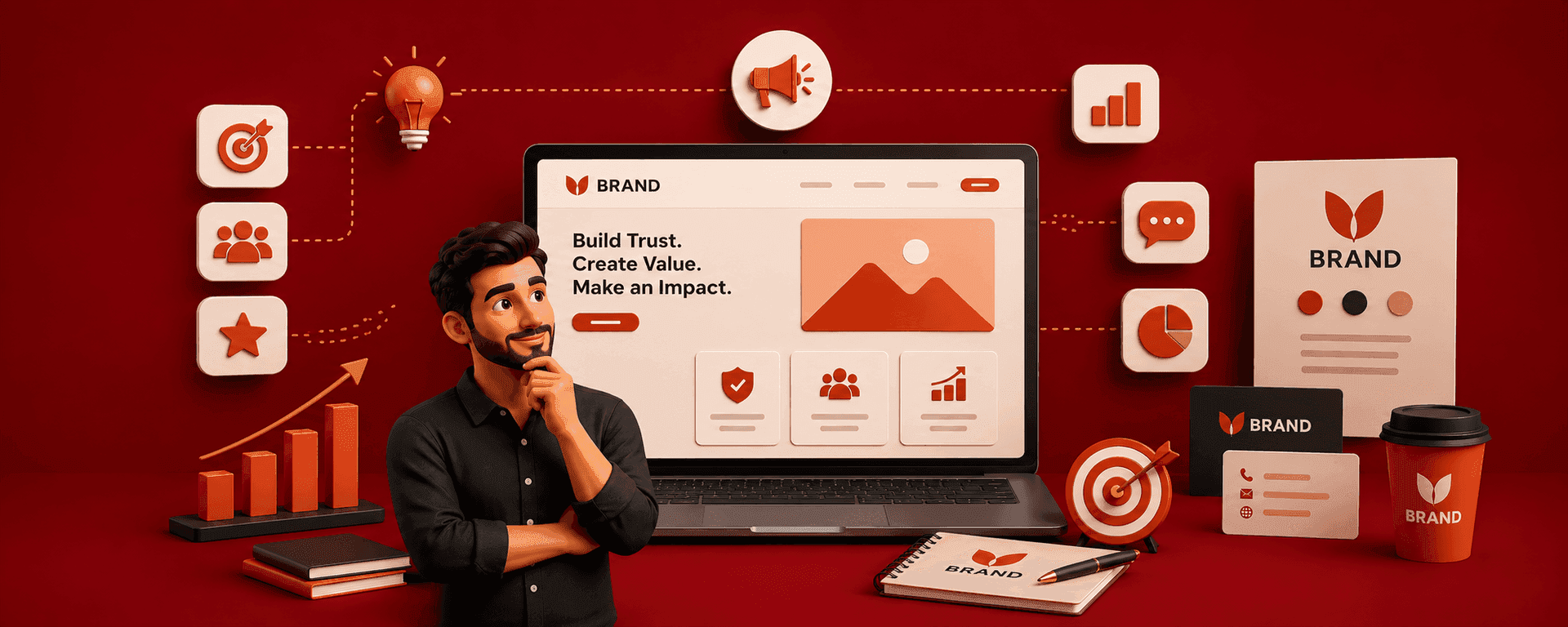 How a Strong Brand Identity Helps Businesses Stand Out in Kerala Professional branding concept showcasing brand identity, business differentiation, customer trust, and brand recognition, illustrating how businesses can stand out in the competitive Kerala market.